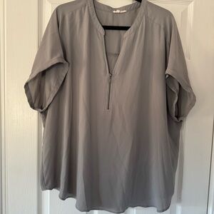 Gray Zipper Blouse